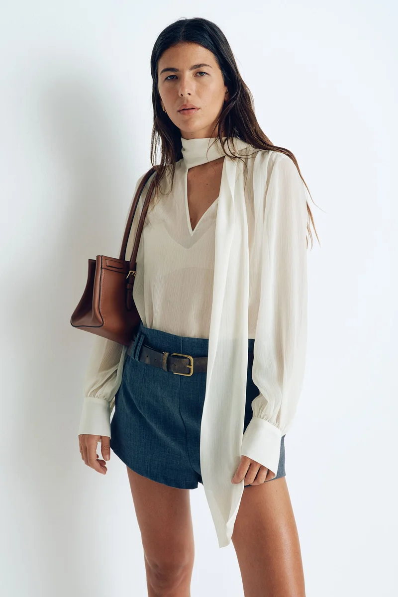 H&M Tie-neck chiffon blouse
