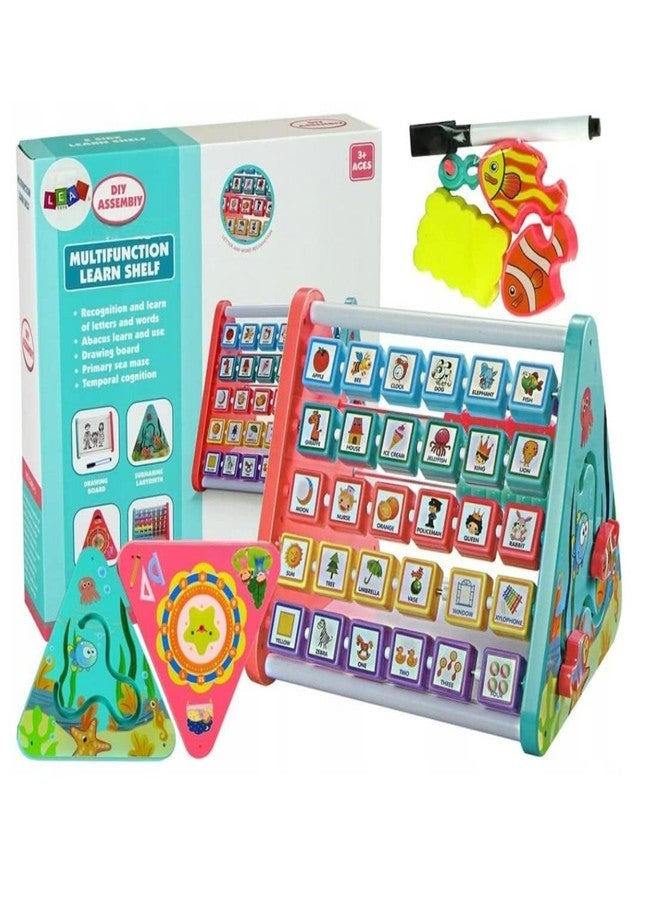 KRySt 5-in-1 Multifunctional Activity Triangle for Kids | Montessori Wooden Learning Toy with ABC, Number Puzzle, Shapes & Chalk Board | Educational Mind Game Toy for Toddlers 2+ Years - Image 1