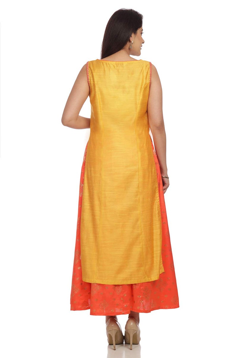 BIBA Womens Round Neck Textured Palazzo Suit (Yellow_42) - Image 5