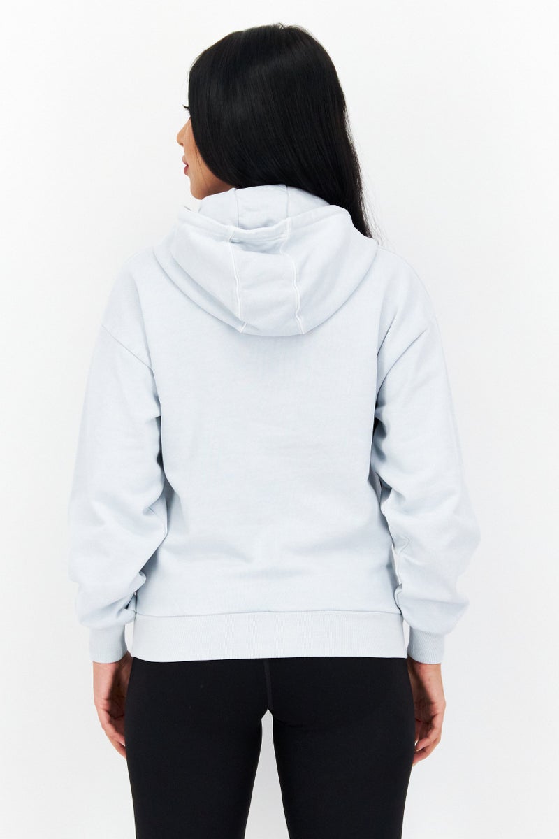 Lyle & Scott Women Hooded Brand Logo Long Sleeve Hoodies, Washed Blue  - Image 4