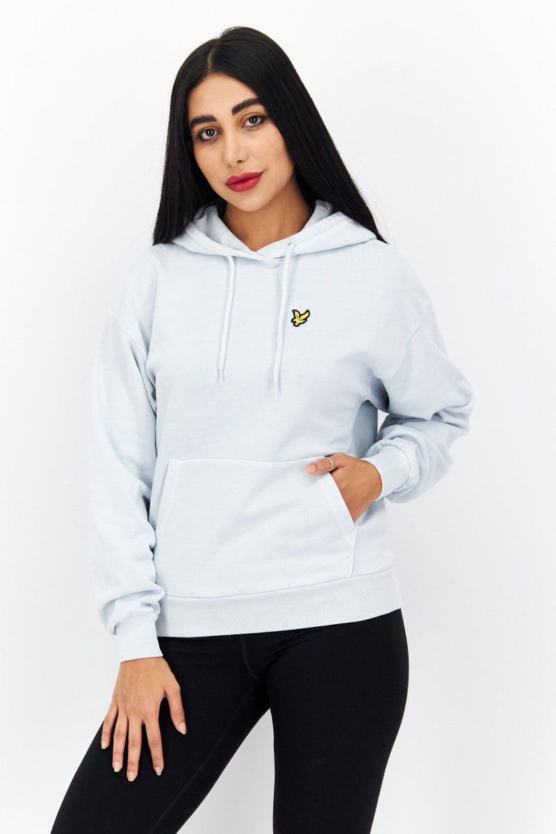 Lyle & Scott Women Hooded Brand Logo Long Sleeve Hoodies, Washed Blue  - Image 1