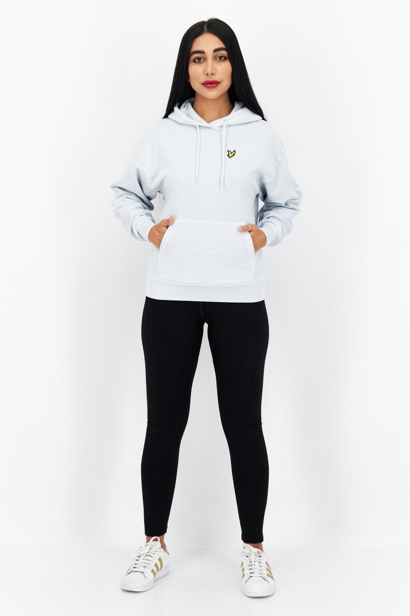 Lyle & Scott Women Hooded Brand Logo Long Sleeve Hoodies, Washed Blue  - Image 2