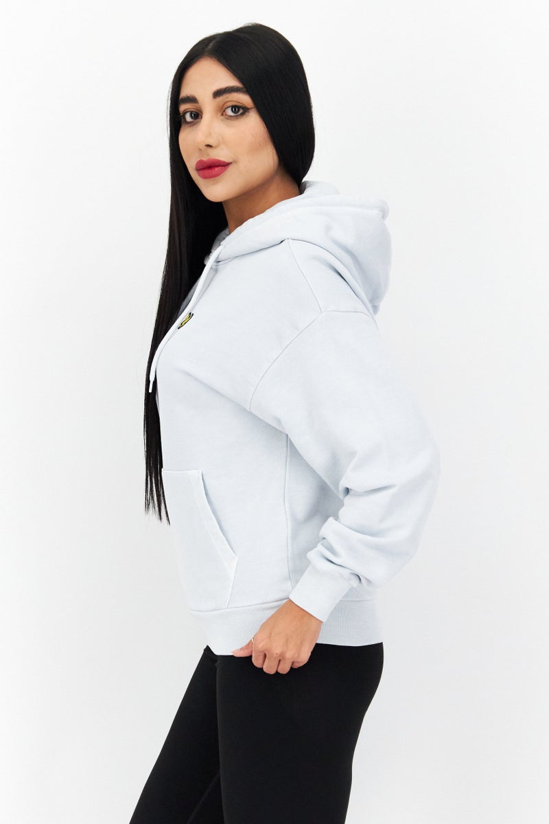 Lyle & Scott Women Hooded Brand Logo Long Sleeve Hoodies, Washed Blue  - Image 3