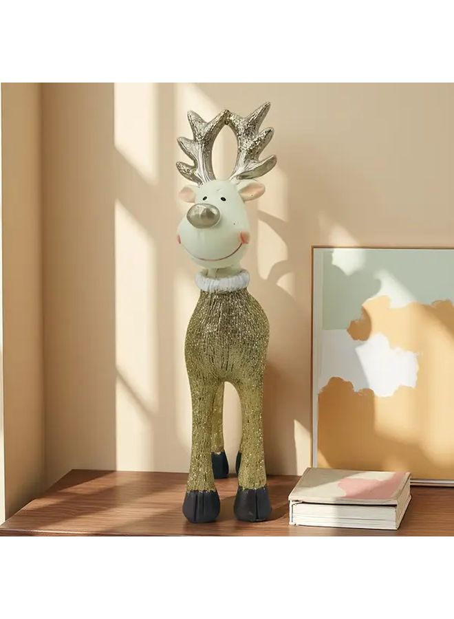 Smiling Deer Small Statue Milk Yellow And Golden Cream Modern Minimalist Scandinavian Decor - Image 5
