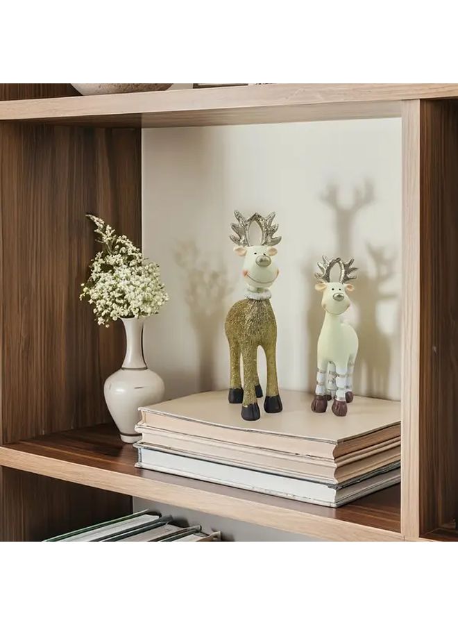 Smiling Deer Small Statue Milk Yellow And Golden Cream Modern Minimalist Scandinavian Decor - Image 2