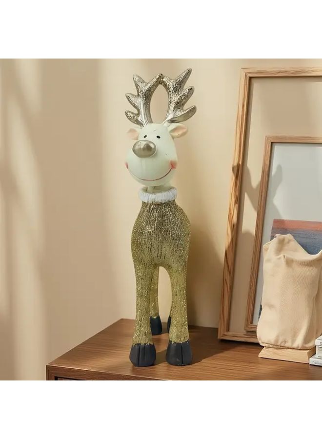 Smiling Deer Small Statue Milk Yellow And Golden Cream Modern Minimalist Scandinavian Decor - Image 4