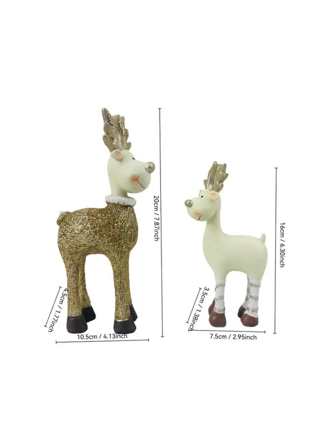 Smiling Deer Small Statue Milk Yellow And Golden Cream Modern Minimalist Scandinavian Decor - Image 3