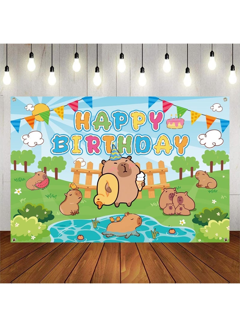 Barakah Capybara Party Decor, Happy Birthday Backdrop, Festive Supplies, Vibrant Design, Eye Catching Decorations, Perfect for Birthday Celebrations, Kids Parties - Image 1