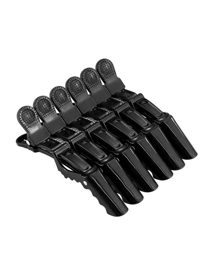 KIRA 6Pcs Plastic Non Slip Hair Clips Professional Hairdressing Styling Sectioning Clips Salon Alligator Clips For Thick Hair Haircut Accessories Hairgrips For Women Girls Crocodile (Black) - Image 1