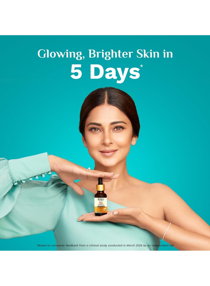 PILGRIM 10 Percent Vitamin C Face Serum 30ml Daily Brightness Glowing Skin Reduces Dark Spots Evens Skin Tone Fragrance Free For Men and Women All Skin Types - Image 4