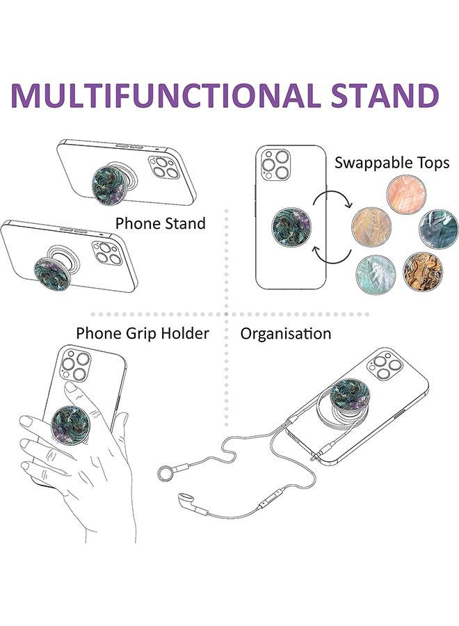 HS Ring Holder for Mobile, Authentic Natural Sea Shell Mother of Pearl Expandable Collapsible Mobile Phone Grip Stand Holder for Smartphone Tablet Cell Phone Accessory - Image 5