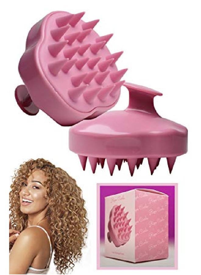 Rizos Curls - Pink Scalp Massage Brush Stimulates Scalp Improves Circulation Promotes Healthy Hair Growth & Scalp Health For All Hair Types - Image 1