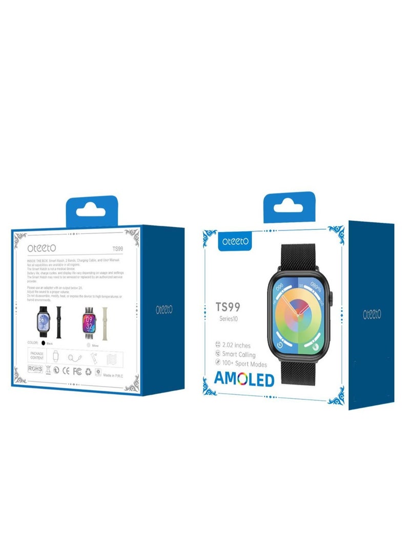 Oteeto TS99 Smartwatch – 1.39'' HD Display, Bluetooth Calling, Fitness & Health Tracker, Multi-Sport Modes, Waterproof Smart Watch for Men & Women - Image 3