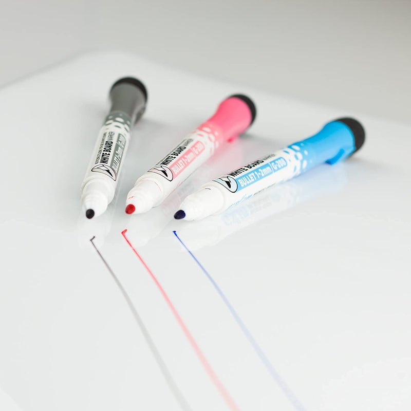 YES4QUALITY Dry Erase Markers for Whiteboard w/Eraser Caps (8 Pack), Magnetic White Board Marker Set for Kids, Ultra-Fine Tip, Assorted Colors & Low-Odor, Use for Office, Classroom & Home - Image 3