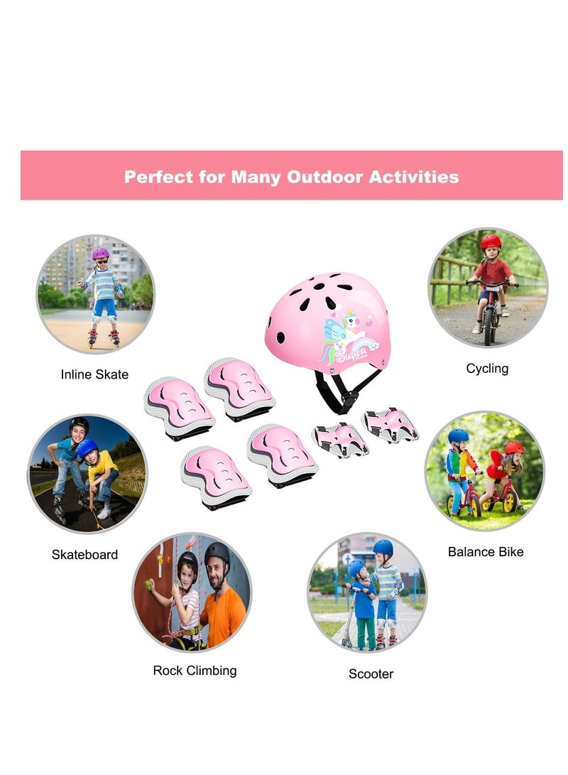 Kids Protective Gear Set Toddler Helmet for Ages 2 to 8 Boys Girls with Sports Protective Gear Set Knee Elbow Wrist Pads for Skateboard Cycling Scooter Rollerblading - Image 2