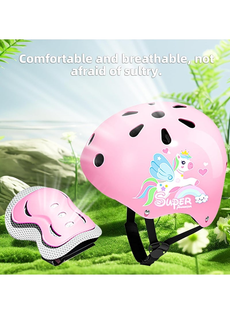 Kids Protective Gear Set Toddler Helmet for Ages 2 to 8 Boys Girls with Sports Protective Gear Set Knee Elbow Wrist Pads for Skateboard Cycling Scooter Rollerblading - Image 3