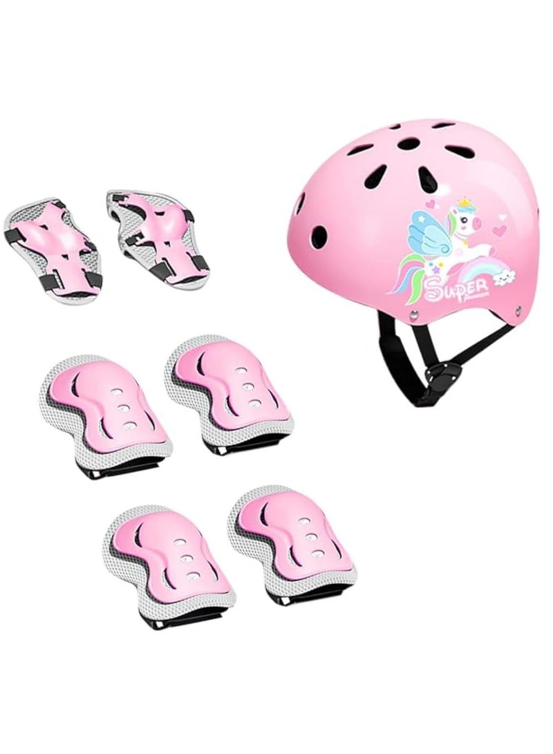 Kids Protective Gear Set Toddler Helmet for Ages 2 to 8 Boys Girls with Sports Protective Gear Set Knee Elbow Wrist Pads for Skateboard Cycling Scooter Rollerblading - Image 1