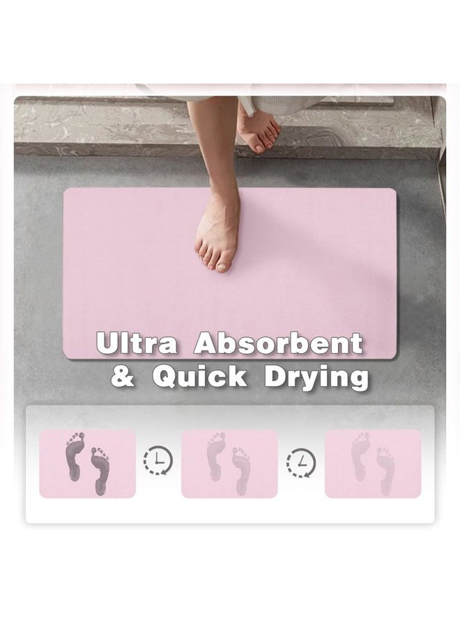 TYUU Pink Bath Mat, Bathroom Rugs Non Slip Washable Thin Absorbent Quick Dry Bath Mat Fits Under Door Bathroom Floor Mat Perfect for Bath, Shower, or Sink 16"x24" Pink - Image 3