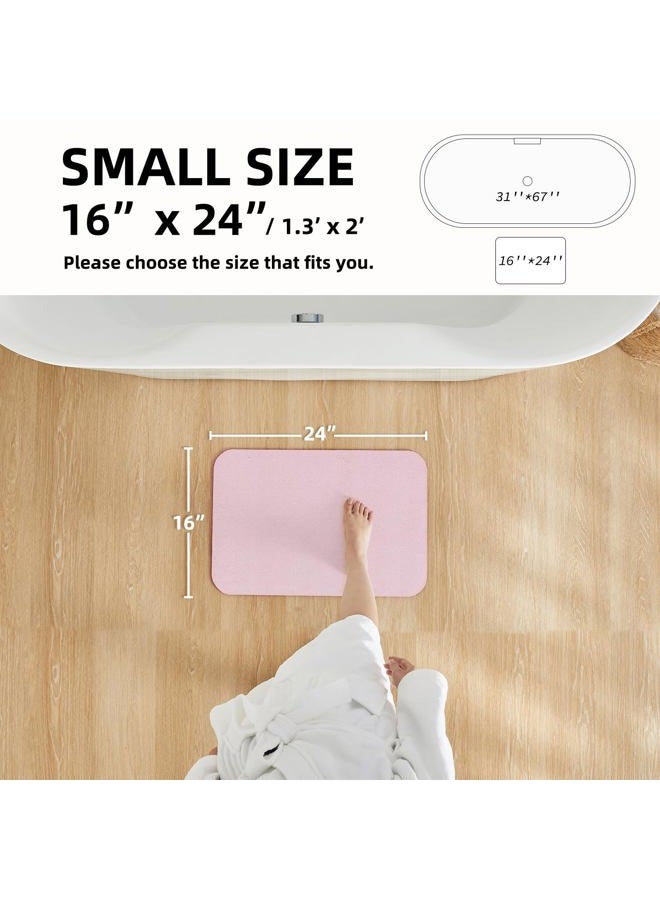 TYUU Pink Bath Mat, Bathroom Rugs Non Slip Washable Thin Absorbent Quick Dry Bath Mat Fits Under Door Bathroom Floor Mat Perfect for Bath, Shower, or Sink 16"x24" Pink - Image 2
