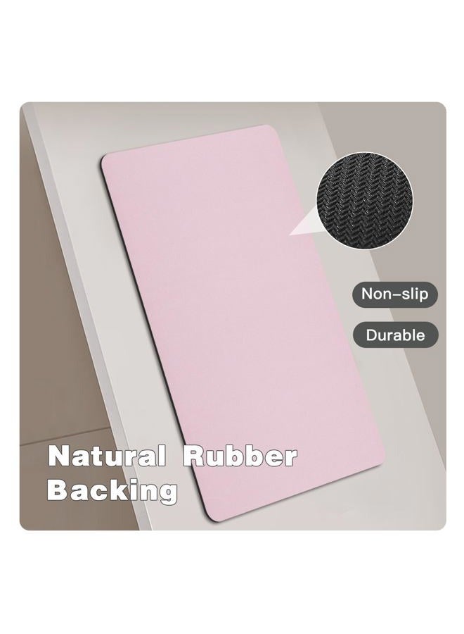 TYUU Pink Bath Mat, Bathroom Rugs Non Slip Washable Thin Absorbent Quick Dry Bath Mat Fits Under Door Bathroom Floor Mat Perfect for Bath, Shower, or Sink 16"x24" Pink - Image 4