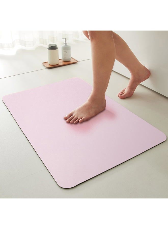 TYUU Pink Bath Mat, Bathroom Rugs Non Slip Washable Thin Absorbent Quick Dry Bath Mat Fits Under Door Bathroom Floor Mat Perfect for Bath, Shower, or Sink 16"x24" Pink - Image 1