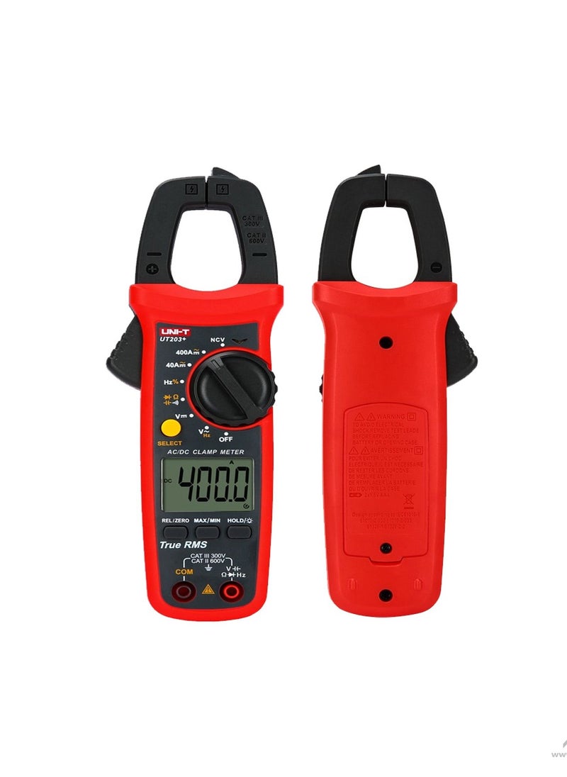 UNI-T - UNI-T UT203+ Digital Clamp Meter 400A 600V AC/DC Current Volt True RMS NCV - Image 1