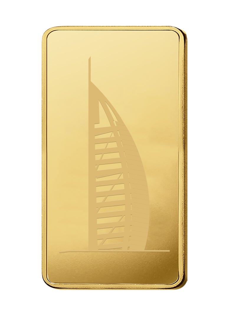 RG REFINERY - Rafmoh Bullion 50 Gram 24k Gold Bar with Burj Al Arab Design - 50 Grams Gold Bar 24KT 999.9 Purity - Image 1
