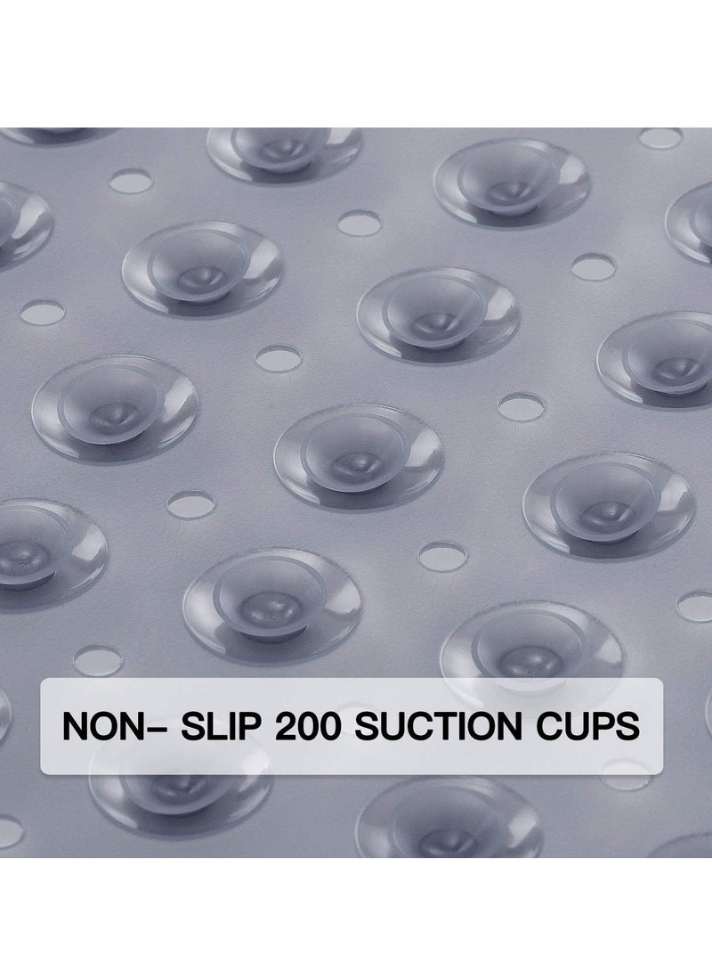 GUDOO Bath Tub Shower Mat 40 x 16 Inch Non-Slip and Extra Large, Bathtub Mat with Suction Cups, Machine Washable Bathroom Mats with Drain Holes, Clear Gray - Image 3