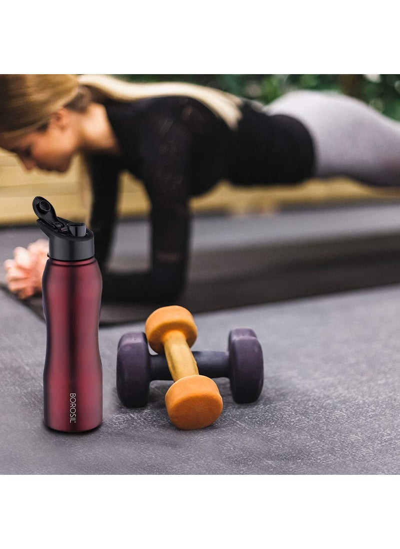 BOROSIL Borosil Hydra GripnSip Stainless Steel 750 ml Water Bottle  Single Wall Leakproof BPA Free Bottle for Office School College  Gym  Maroon  - Image 4