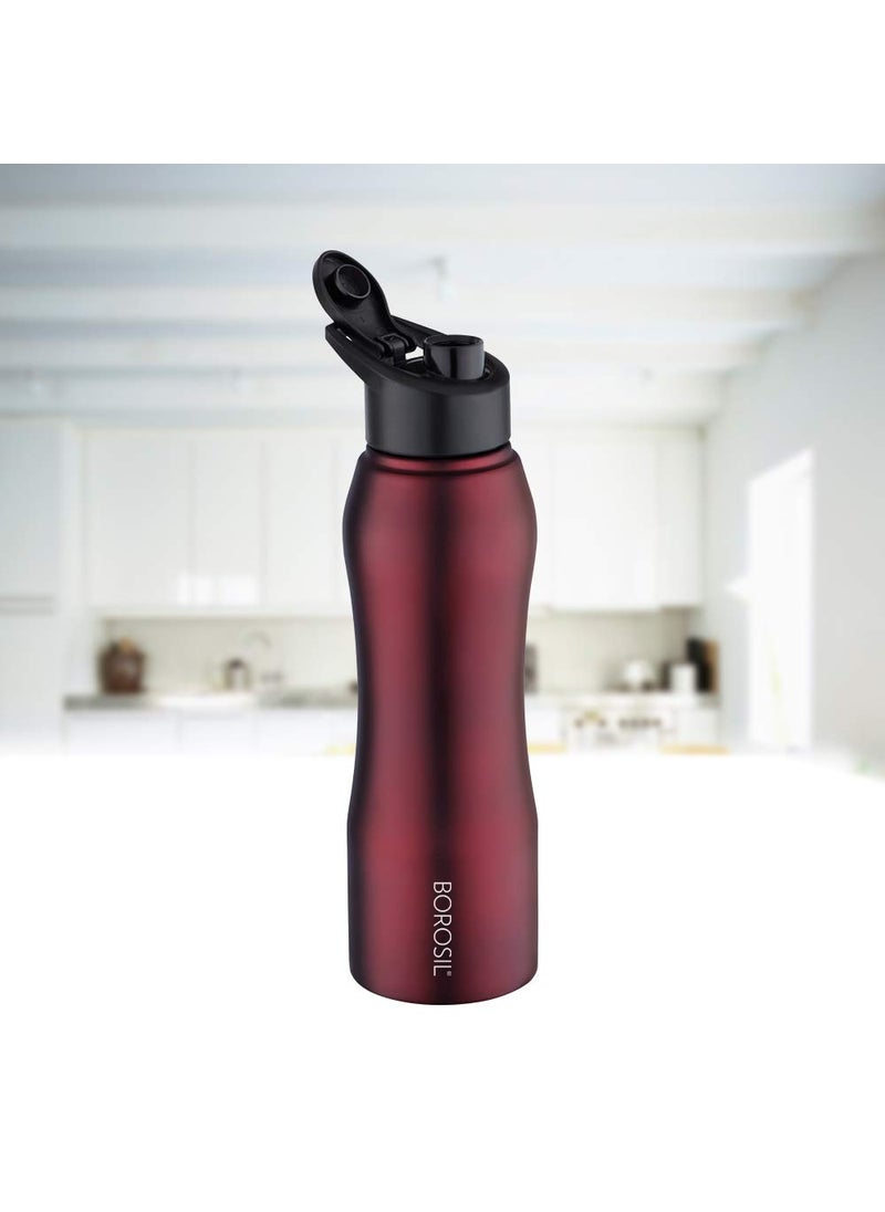 BOROSIL Borosil Hydra GripnSip Stainless Steel 750 ml Water Bottle  Single Wall Leakproof BPA Free Bottle for Office School College  Gym  Maroon  - Image 2