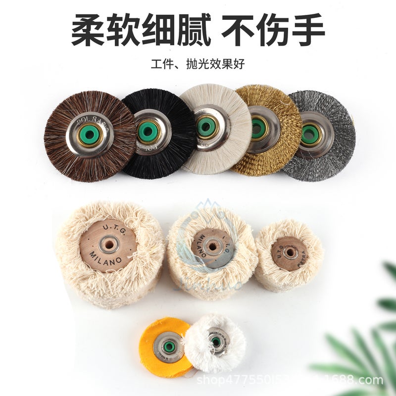 Handless Iron Core Brush Wheel Aperture Steel Copper Wire Cloth Wheel Wood Core Cotton Thread Wheel Plastic Bristle Wire Polishing Tool - Image 2