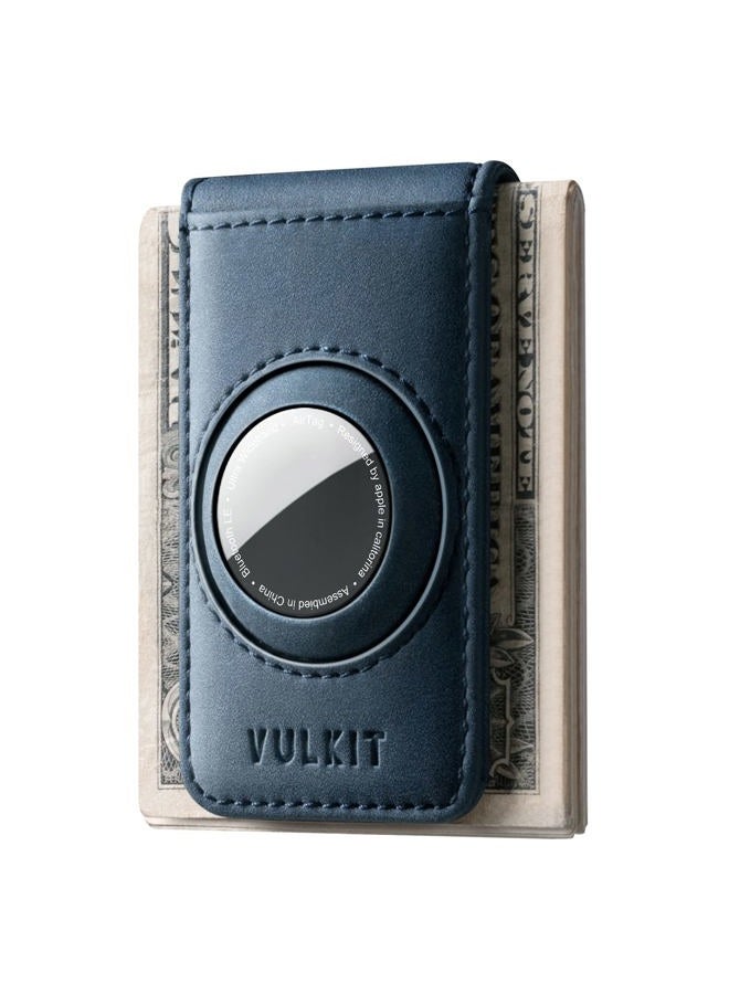 VULKIT Magnetic Money Clip with Airtag Case for Mens, Navy, Slim - Image 1