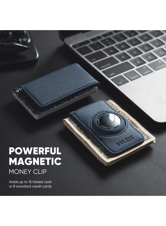 VULKIT Magnetic Money Clip with Airtag Case for Mens, Navy, Slim - Image 2