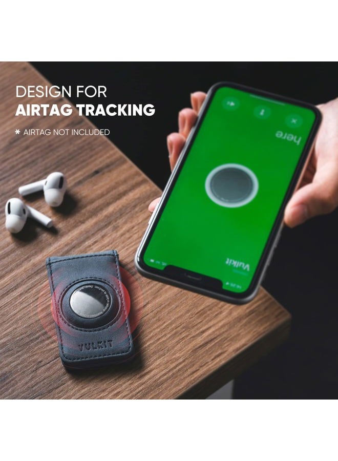 VULKIT Magnetic Money Clip with Airtag Case for Mens, Navy, Slim - Image 3