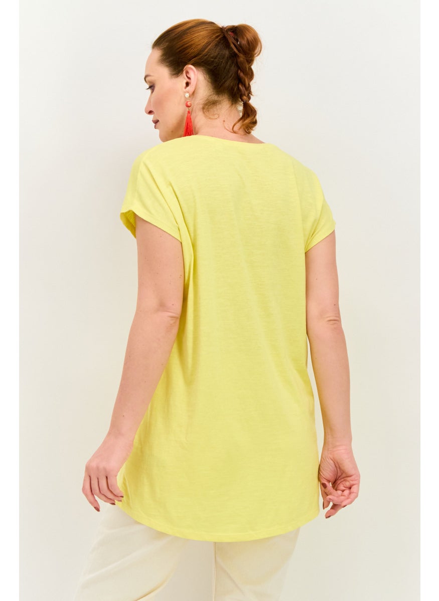 Women Scoop Neck Cap Sleeves Solid Blouse, Yellow - pzsku/Z5A9F9E5B751E49290C96Z/45/_/1737641853/0403cfe2-551e-48fa-ab19-d24d4e76c8da