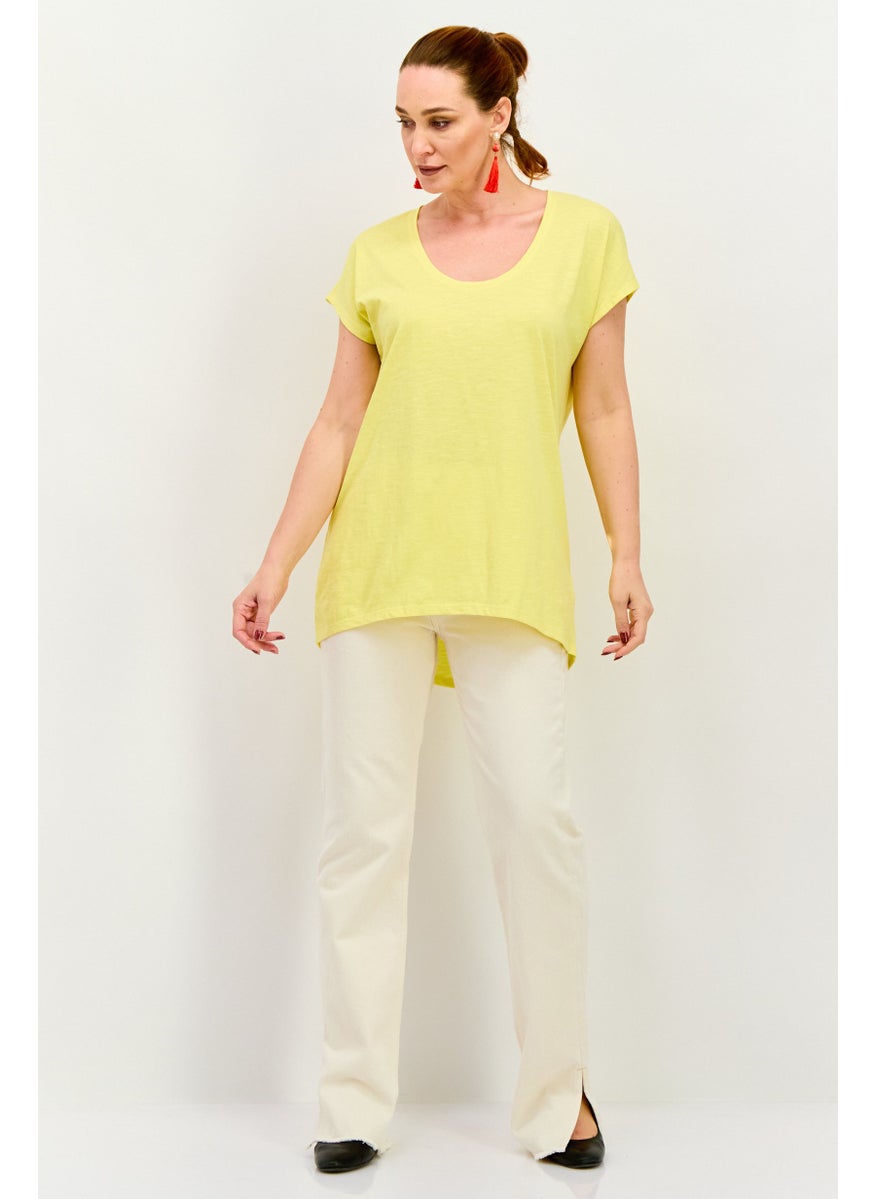 Women Scoop Neck Cap Sleeves Solid Blouse, Yellow - pzsku/Z5A9F9E5B751E49290C96Z/45/_/1737641902/a4fe623b-5f23-40a8-8557-1f939ce5cb0d