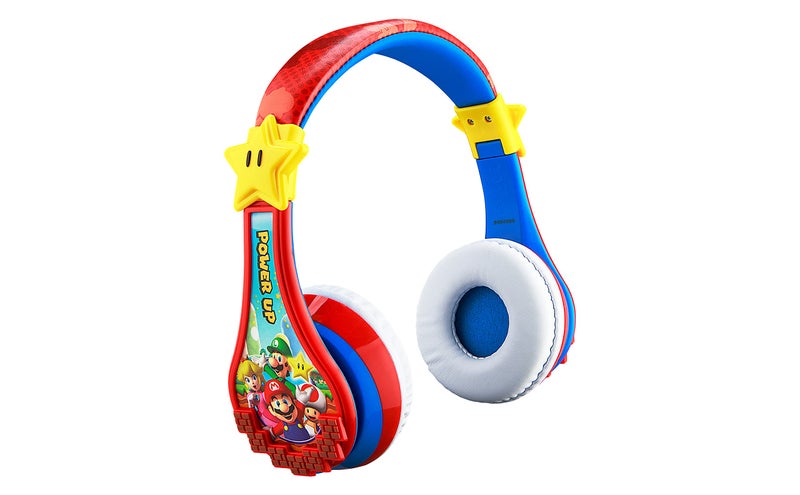 eKids Super Mario Wireless Bluetooth Portable Kids Headphones with Microphone, Volume Reduced to Protect Hearing Rechargeable Battery, Adjustable Kids Headband for School Home or Travel - Image 1