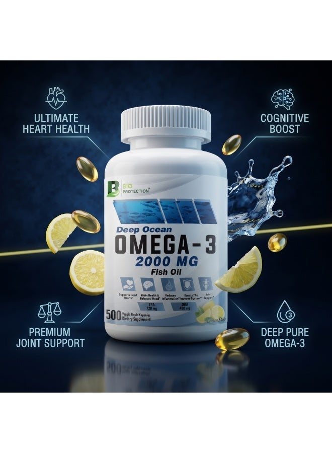 Bio Protection Omega 3 Fish Oil, 500 Veggie Liquid Capsules, 2000 mg - Image 2