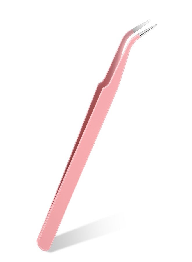 Gtziqa Precision Tweezers, Lash Tweezers Stainless Steel Curved Pointed Tweezer Professional Fine Point Needle Nose Tip Tweezers for Craft, Eyelash Extensions, Nail Art, Sticker (Pink - Image 1