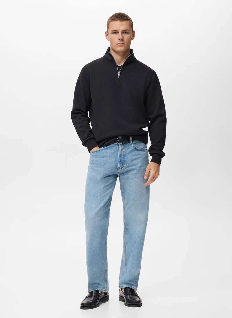 Mango Man Regular-fit cotton sweatshirt with zip
