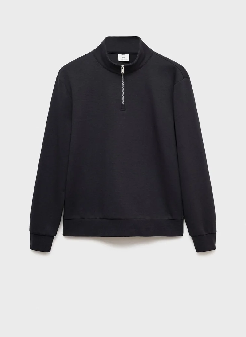 Mango Man Regular-fit cotton sweatshirt with zip