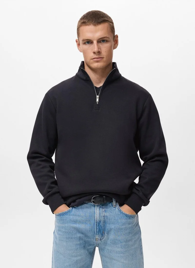 مانجو مان Regular-fit cotton sweatshirt with zip