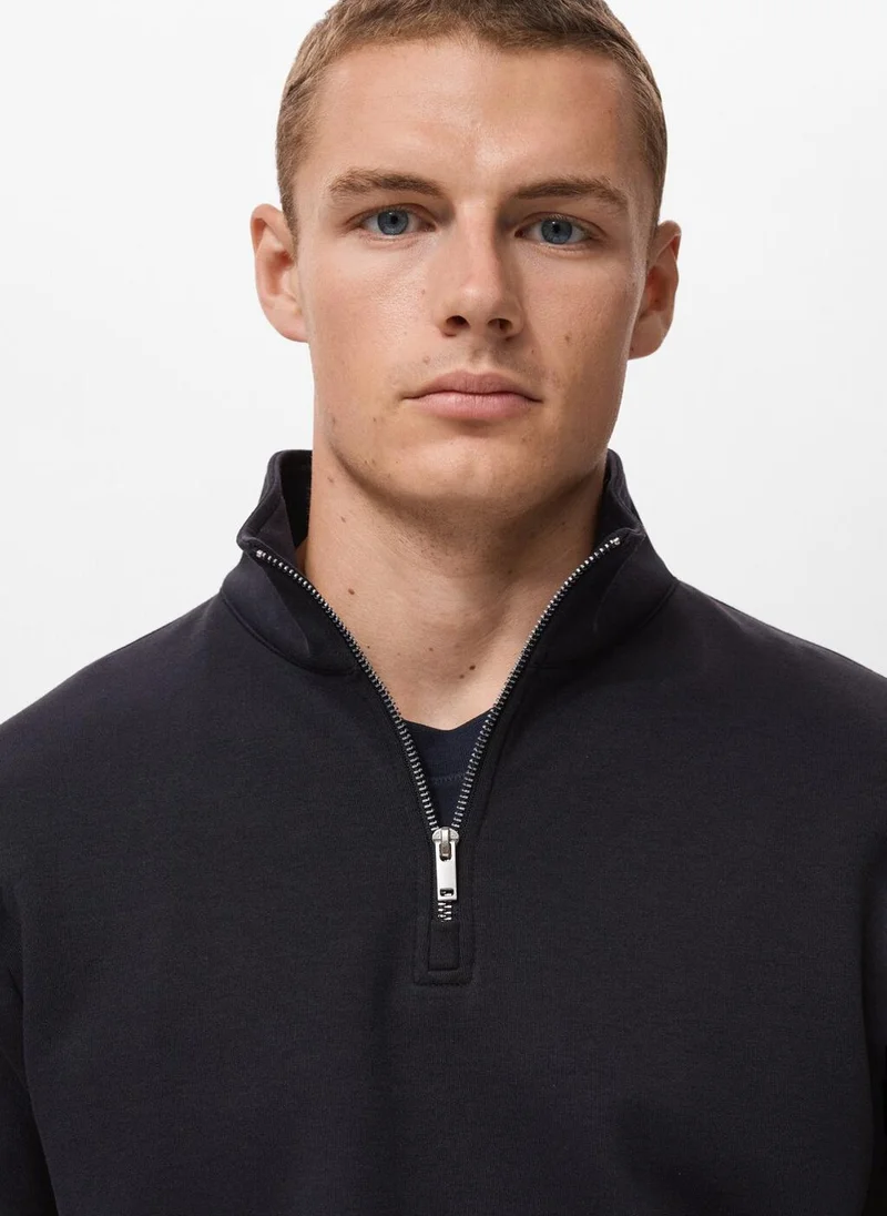 Mango Man Regular-fit cotton sweatshirt with zip