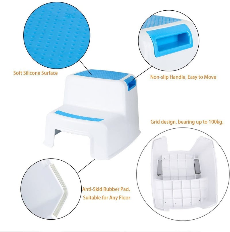 Glaceon Dual Height Step Stool for Kids Toddlers Potty Training and Use in The Bathroom or Kitchen Versatile Two Design Growing Children Soft Grip Steps Provide - Image 2
