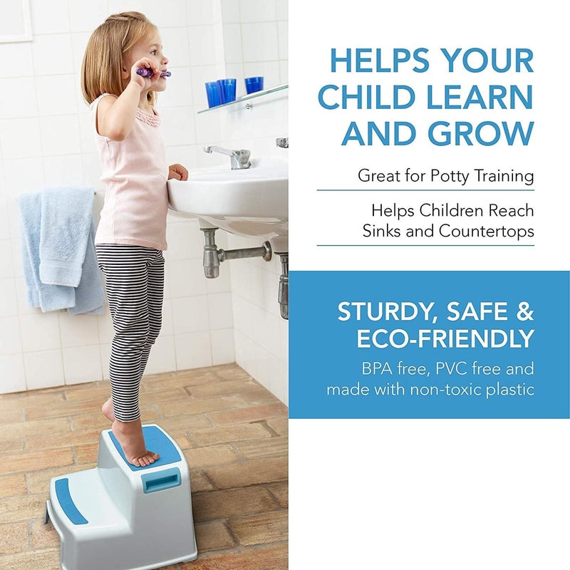 Glaceon Dual Height Step Stool for Kids Toddlers Potty Training and Use in The Bathroom or Kitchen Versatile Two Design Growing Children Soft Grip Steps Provide - Image 3