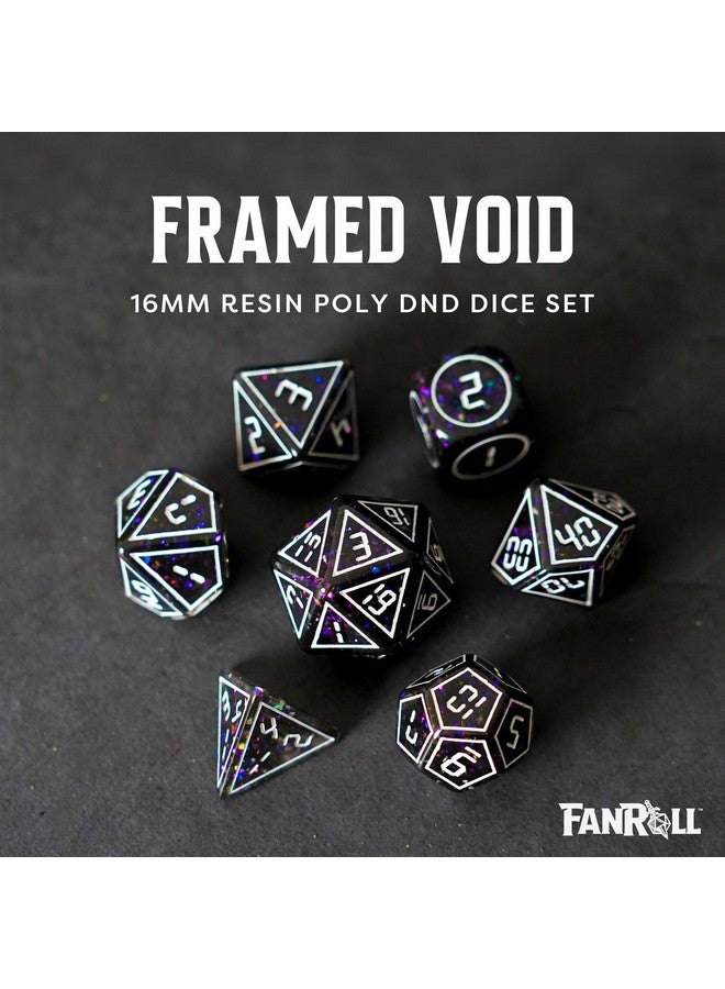 Metallic Dice Games FanRoll by Metallic Dice Games 16mm Resin Poly DND Dice Set: Framed Void, Role Playing Game Dice for Dungeons and Dragons, Glittery Dice Set - Image 2
