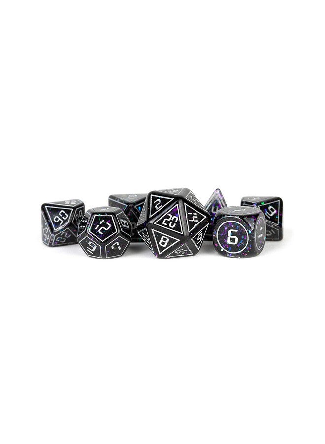 Metallic Dice Games FanRoll by Metallic Dice Games 16mm Resin Poly DND Dice Set: Framed Void, Role Playing Game Dice for Dungeons and Dragons, Glittery Dice Set - Image 1