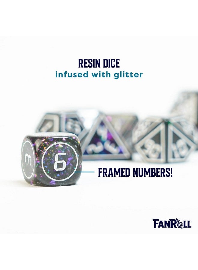 Metallic Dice Games FanRoll by Metallic Dice Games 16mm Resin Poly DND Dice Set: Framed Void, Role Playing Game Dice for Dungeons and Dragons, Glittery Dice Set - Image 4