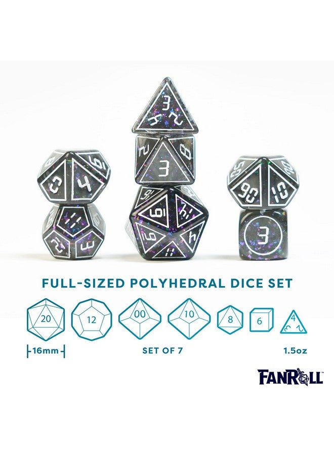 Metallic Dice Games FanRoll by Metallic Dice Games 16mm Resin Poly DND Dice Set: Framed Void, Role Playing Game Dice for Dungeons and Dragons, Glittery Dice Set - Image 3