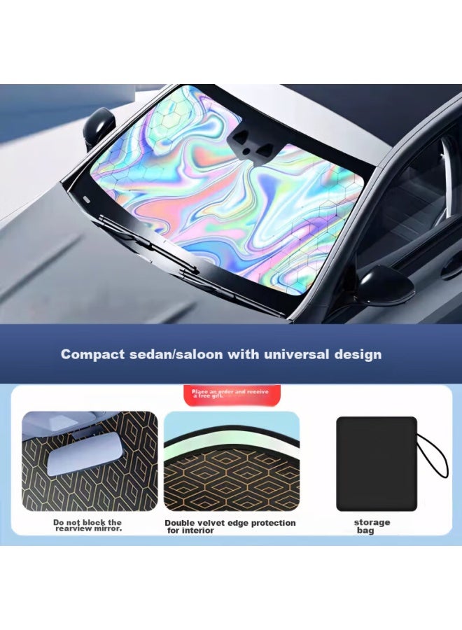 DiGallen Digalun Laser Titanium Silver Gel Car Sunshade, Sun Protection, Heat Insulation, Front Windshield Sunshade, Car Sun Umbrella, Sunshade Board - Image 4